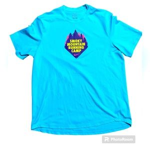 Nike Smoky Mountain Running Camp Dri-fit T-Shirt Baby Blue Neon Size Large